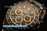 Rolex Daytona Chronograph Swiss Valjoux 7750 Automatic Movement PVD Case with Black Dial and PVD Strap