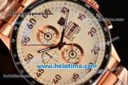 Tag Heuer Carrera Calibre 1887 Chrono Miyota OS10 Quartz Full Rose Gold with White Dial and Arabic Numeral Markers