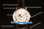 Breguet Classique Moonphase 9015 Auto Steel Case with White Dial and Black Leather Strap