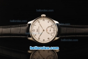 IWC Portuguese Asia 6497 Manual Winding Movement Steel Case with White Dial and Black Leather Strap