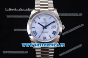 Rolex Day Date II Clone Rolex 3255 Automatic Stainless Steel Case/Bracelet with Stick Markers and Blue Dial (BP)