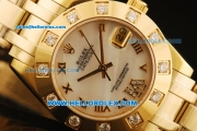 Rolex Datejust Automatic Movement Full Gold with White Dial and Diamond Bezel-ETA Coating Case