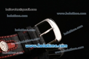 Franck Muller Conquistador Grand Prix Miyota OS20 Quartz Steel Case with Black Leather Bracelet Black Markers and White Dial