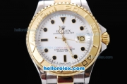 Rolex Yacht-Master Automatic Movement Two Tone Strap with White Dial and Black Round Hour Marker