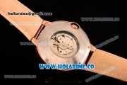 Cartier Ballon Bleu De 42MM Miyota 82S7 Automatic Rose Gold Case with White Dial Brown Leather Strap and Stick Markers