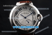 Cartier Ballon Bleu De Large Asia 2813 Automatic Steel Case with Silver Dial and Brown Leather Strap Roman Numeral Markers