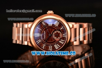 Cartier Rotonde De Miyota Quartz Rose Gold Case/Bracelet with Brown Dial and White Roman Numeral Markers