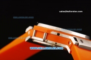 Hublot Big Bang Chronograph Miyota Quartz Movement Steel Case with Orange Markers and Orange Rubber Strap - Lady Model