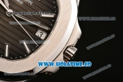 Patek Philippe Nautilus Miyota 9015 Automatic Steel Case with White Stick Markers and Black Leather Strap (BP)
