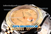 Rolex Datejust II Asia 2813 Automatic Two Tone Case/Bracelet with Yellow Gold Dial and Roman Numeral Markers (BP)