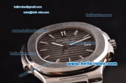 Patek Philippe Nautilus Swiss ETA 2824 Automatic Steel Case with Brown Dial Stick Markers Stainless Steel Strap