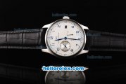 IWC Schaffhausen Portugieser Automatic Movement with White Dial-Blue Arabic Number Markers and Black Leather Strap