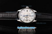 IWC Schaffhausen Portugieser Automatic Movement with White Dial-Blue Arabic Number Markers and Black Leather Strap IWC Schaffhausen Portugieser Automatic Movement with White Dial-Blue Arabic Number Markers and Black Leather Strap