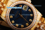 Rolex Datejust Automatic Movement Golden Case With Blue Dial and Diamond Bezel