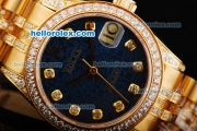 Rolex Datejust Automatic Movement Golden Case With Blue Dial and Diamond Bezel