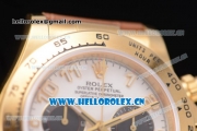 Rolex Cosmograph Daytona Clone Rolex 4130 Automatic Yellow Gold Case with White Dial Arabic Numeral Markers and Brown Leather Strap (EF)