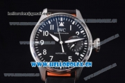 IWC Big Pilot Clone P.3000 Automatic Steel Case with Black Dial Arabic Number Markers and Black Leather Strap (ZF)