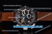 U-Boat Chimera Chrono Japanese Miyota OS10 Quartz PVD Case with Black Dial Arabic Numeral Markers and Brown Leather Strap