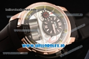 HYT H1 Clone HTY Cal.101 Manual Winding Rose Gold Case with White Dial Arabic Numeral Markers and Rubber Strap