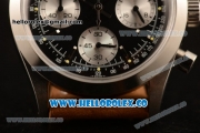 Rolex Explorer Chronograph Miyota OS20 Quartz Steel Case with Black Dial and Brown Leather Strap