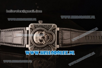 Bell & Ross BR 01-92 Burning Skull Asia Automatic Steel Case with Skull Dial and Black Genuine Leather