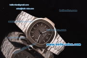 Patek Philippe Nautilus Swiss ETA 2824 Automatic Steel Case with Brown Dial Stick Markers Stainless Steel Strap