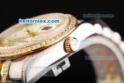 Rolex Datejust Automatic Movement with Diamond Bezel/ Markers and Two Tone Strap