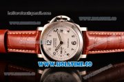 Panerai PAM 049 Luminor Marina Automatic Swiss Valjoux 7750 Automatic Steel Case with Brown Leather Strap and White Dial - Arabic Numeral Markers - 1:1 Original (KW)