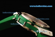 Hublot Big Bang King Swiss Quartz Movement Steel Case with Diamond Bezel and Green Rubber Strap