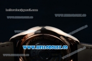 Jaeger-LECoultre Master Grande Ultra Thin Miyota 9015 Automatic Rose Gold Case with Diamonds Dial Stick Markers and Brown Leather Strap