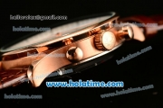 IWC Portuguese Chrono Miyota OS20 Quartz Rose Gold Case with Brown Leather Strap and White Dial