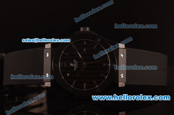 Hublot Classic Fusion Automatic PVD Case with Black Carbon Fiber Dial and Black Rubber Strap