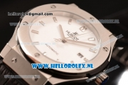 Hublot Classic Fusion 9015 Auto Steel Case with White Dial and Black Leather Strap