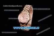 Rolex Datejust Swiss ETA 2671 Automatic Rose Gold Case with Pink Dial Roman Numeral Markers and Rose Gold Bracelet (BP)