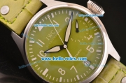 IWC Big Pilot's Power Reserve Asia ST20 Automatic Steel Case with Green Dial and Green Leather Strap - 7750 Coating