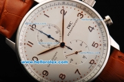 IWC Portuguese Chronograph Quartz Movement Steel Case with White Dial and Rose Gold Arabic Numeral Markers