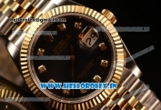 Rolex Datejust 37mm Swiss ETA 2836 Automatic Two Tone with Gold Dial and Roman Diamonds Markers