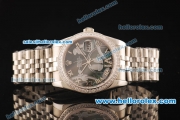 Rolex Datejust Swiss ETA 2836 Automatic Full Steel with Diamond Bezel and Green MOP Dial-Silver Roman Markers