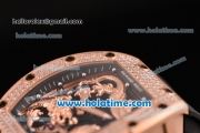 Richard Mille Tourbillon RM 057 Dragon Swiss ETA 2824 Automatic Rose Gold&Diamonds Case with Black Rubber Strap and Dragon Dial
