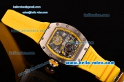 Richard Mille RM036 ST28-UP Automatic Steel Case with White Markers Yellow Rubber Strap and Skeleton Dial - 7750 Coating