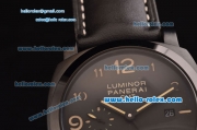 Panerai Luminor 1950 3 Days GMT PAM00441 Automatic PVD Case with Black Dial and Black Leather Strap