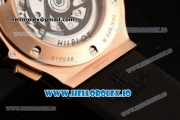 Hublot Aero Bang Chrono Swiss Valjoux 7750 Automatic Rose Gold/PVD Case Black Dial With Stick Markers Black Rubberr Strap