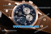 Tag Heuer Carrera Specail Edition Chrono Miyota Quartz Rose Gold Case with Blue Dial Brown Leather Strap and Arabic Numeral Markers