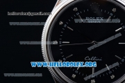 Rolex Cellini Clone Rolex 3132 Automatic Steel Case with Black Dial Black Leather Strap - (BP)