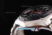 Ebel 1911 Swiss Valjoux 7750 Working Chronograph Movement PVD Bezel with Black Dial and Silver Stick Marker-SS Strap