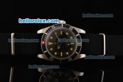 Rolex Submariner Oyster Perpetual Swiss ETA 2836 Automatic Movement Black Dial with Yellow Indexes and Black Nylon Strap