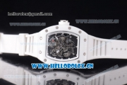 Richard Mille RM 055 Miyota 9015 Automatic Steel Case with Skeleton Dial Dot Markers White Inner Bezel and White Rubber Strap