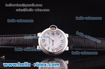 Cartier Ballon bleu de Swiss Quartz Steel Case with White Dial and Black Leather Strap