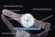 Junghans Max Bill Chronoscope Miyota OS10 Quartz PVD Case White Dial Grey Leather Strap and Stick Markers