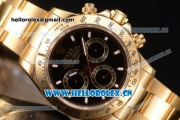 Rolex Cosmograph Daytona Clone Rolex 4130 Automatic Yellow Gold Case/Bracelet with Blac Dial and Stick Markers (BP)